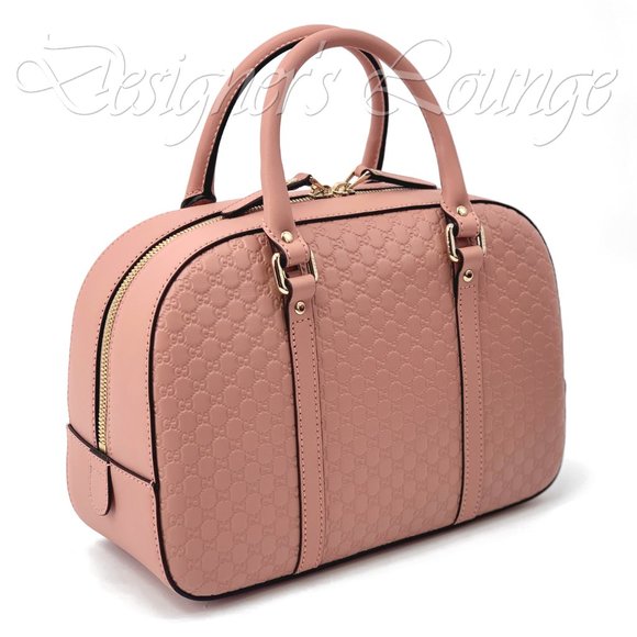 NEW GUCCI Micro GG Guccissima BREE Soft Pink Leather Medium Boston Bag $1,690 - Picture 8 of 16